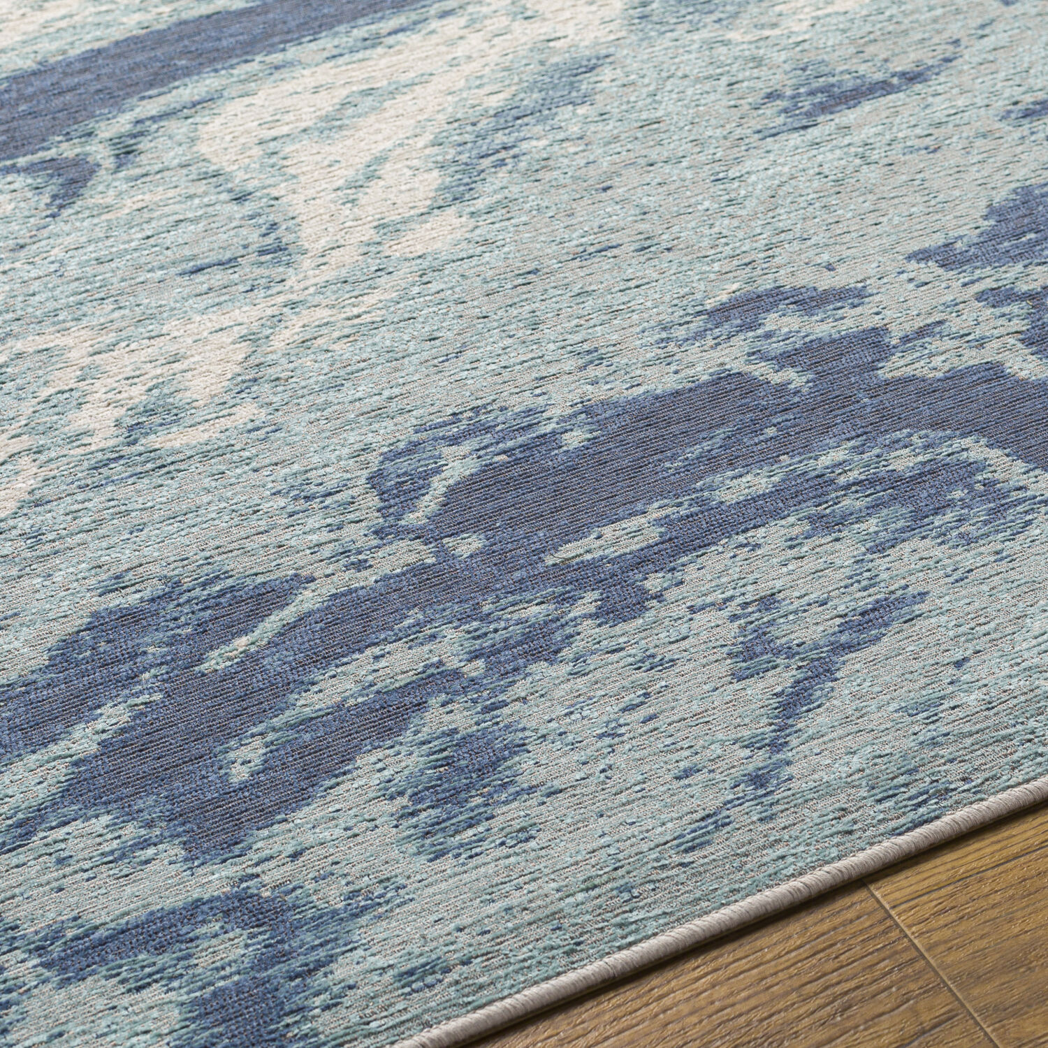 Intense 138 X 98 inch Ice Blue Rug, Rectangle