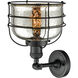 Franklin Restoration Large Bell Cage LED 9 inch Matte Black Sconce Wall Light in Silver Plated Mercury Glass, Franklin Restoration