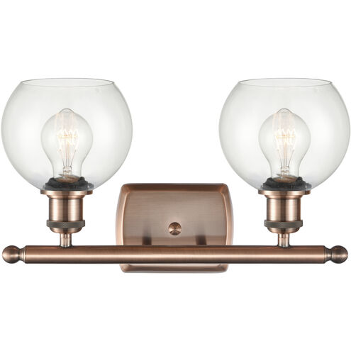 Ballston Athens LED 16 inch Antique Copper Bath Vanity Light Wall Light in Clear Glass