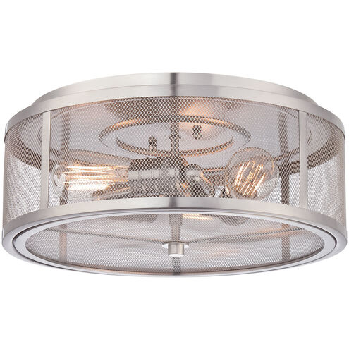 Downtown Edison 3 Light 15 inch Brushed Nickel Flush Mount Ceiling Light