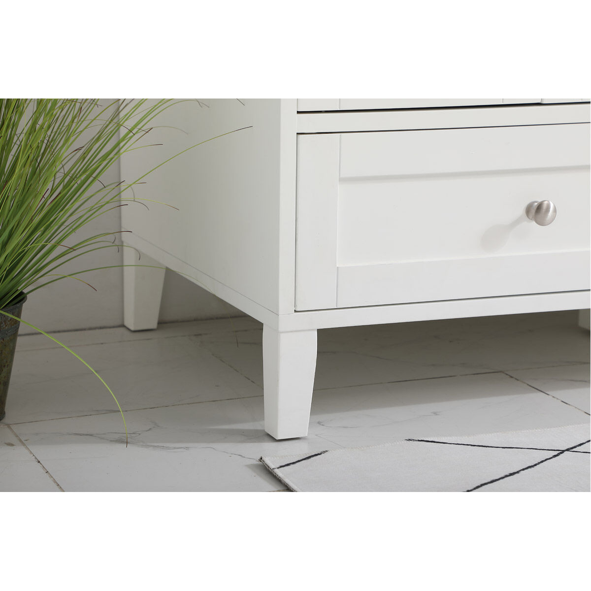 Sommerville 60 X 22 X 34 inch White and Brushed Nickel with Calacatta Quartz Vanity Sink Set