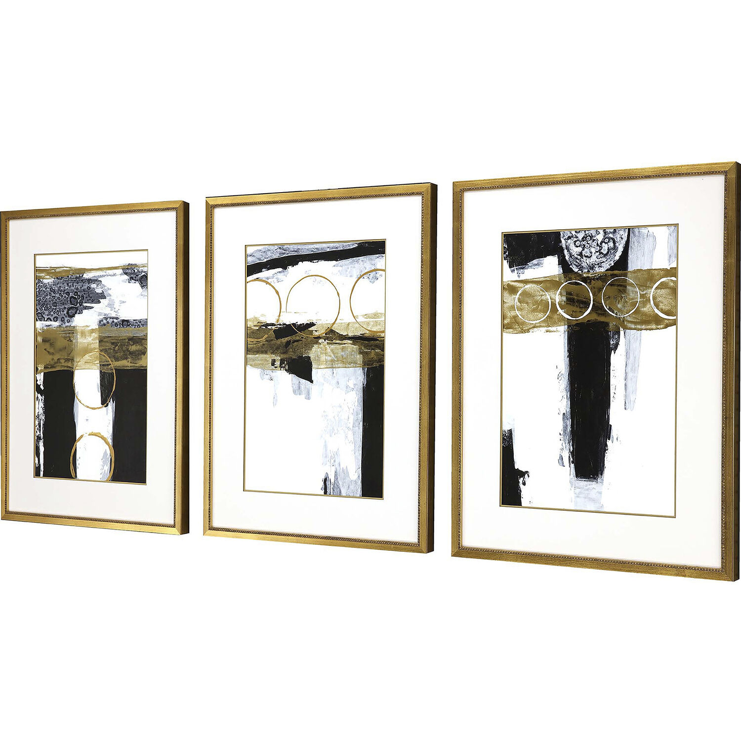 Neo Moderne White and Metallic and Brown Framed Art, The Studio