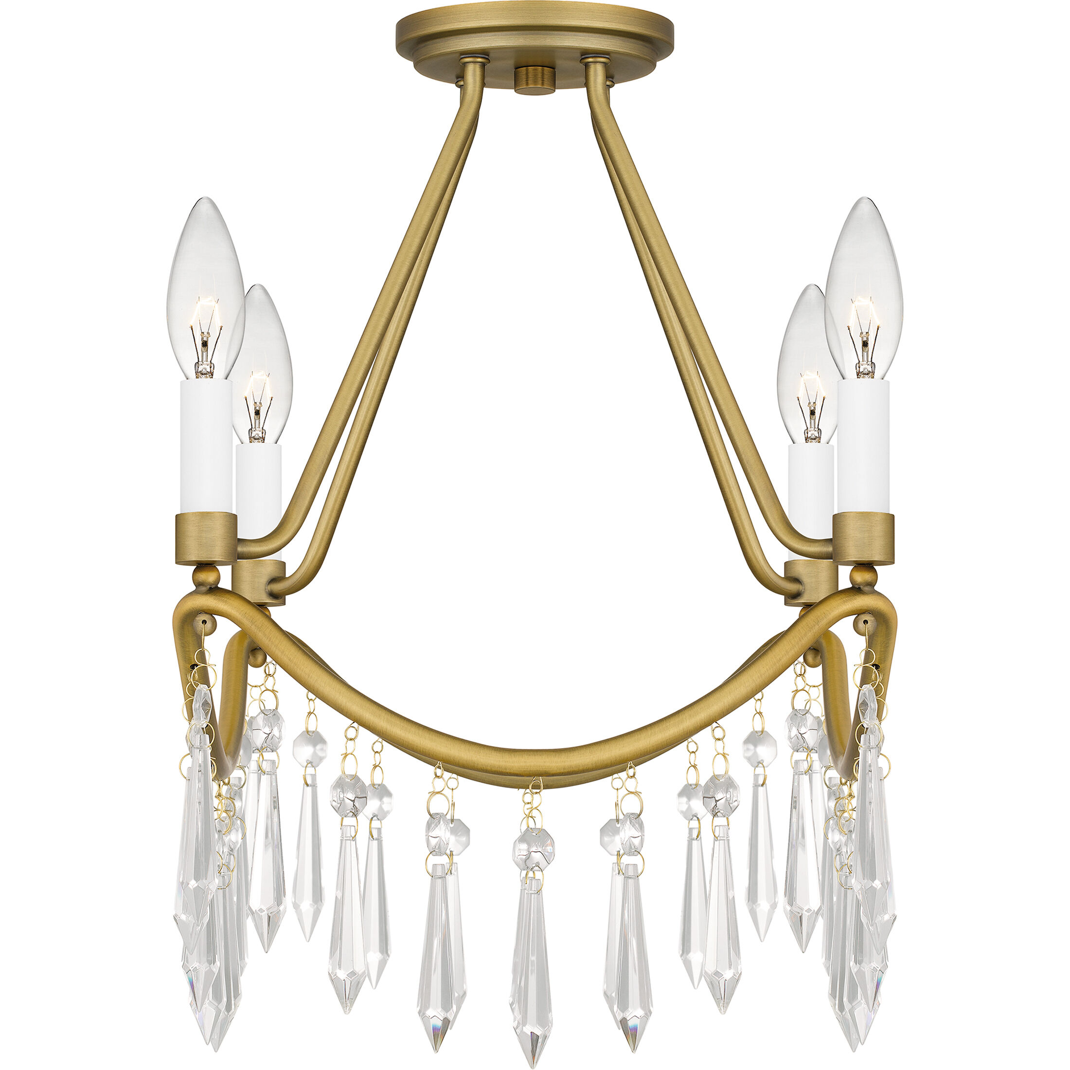 Airedale 4 Light 12 inch Aged Brass Semi-Flush Mount Ceiling Light
