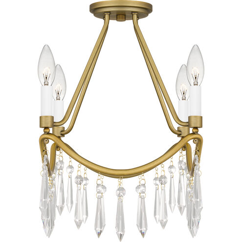 Airedale 4 Light 12 inch Aged Brass Semi-Flush Mount Ceiling Light