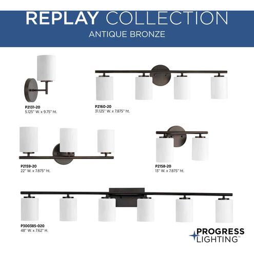 Replay 3 Light 22 inch Antique Bronze Bath Vanity Wall Light
