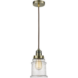 Winchester Canton 1 Light 8 inch Antique Brass Mini Pendant Ceiling Light in Brown, Winchester