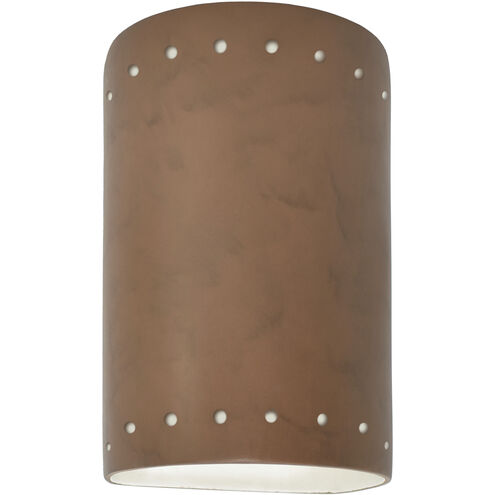 Ambiance Cylinder LED 9.5 inch Terra Cotta Outdoor Wall Sconce, Small