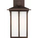 Tomek 1 Light 18 inch Antique Bronze Outdoor Wall Lantern in Etched White Glass, Large