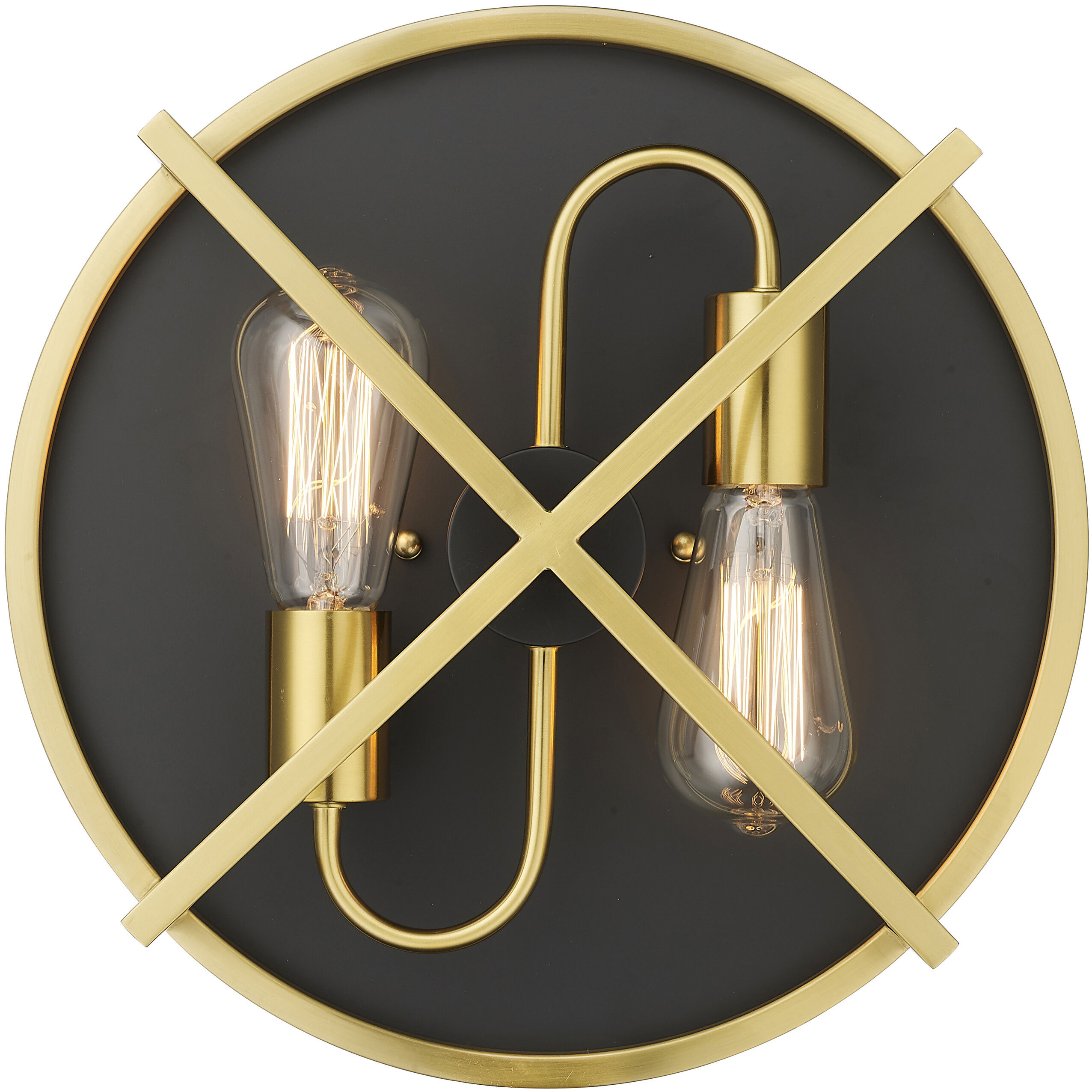 Canada 2 Light 14 inch Black and Gold Flush Mount Ceiling Light