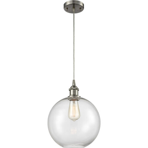Ballston Large Athens 1 Light 10 inch Brushed Satin Nickel Mini Pendant Ceiling Light in Clear Glass, Ballston