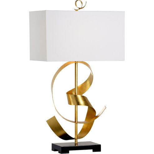 Chelsea House 35 inch 100.00 watt Antique Gold Leaf/Black Table Lamp Portable Light