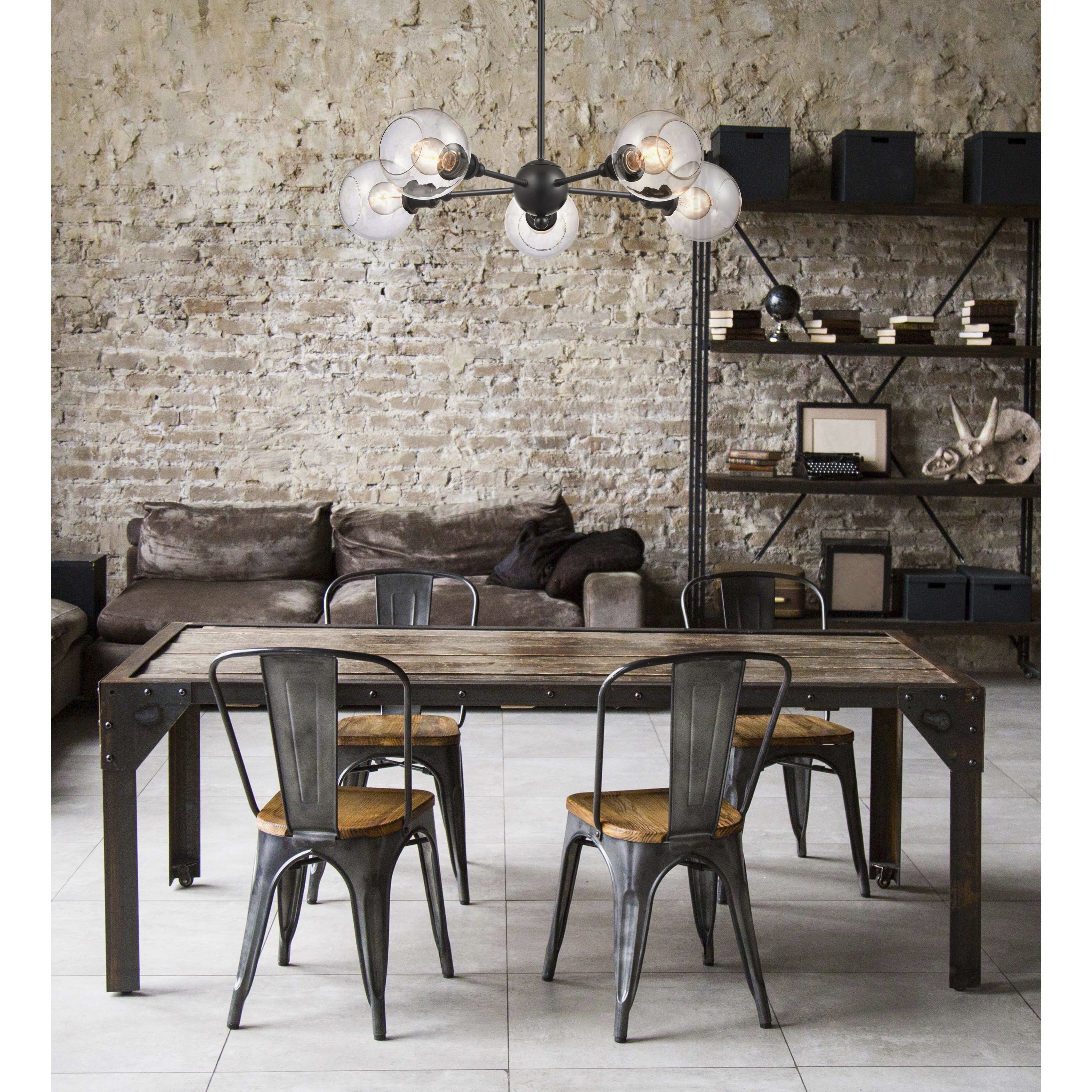 Ballston Concord 5 Light 30 inch Matte Black Chandelier Ceiling Light in Clear Glass