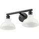 Yep Carver Vanity Wall Light in Matte Black, Vintage Milk Glass