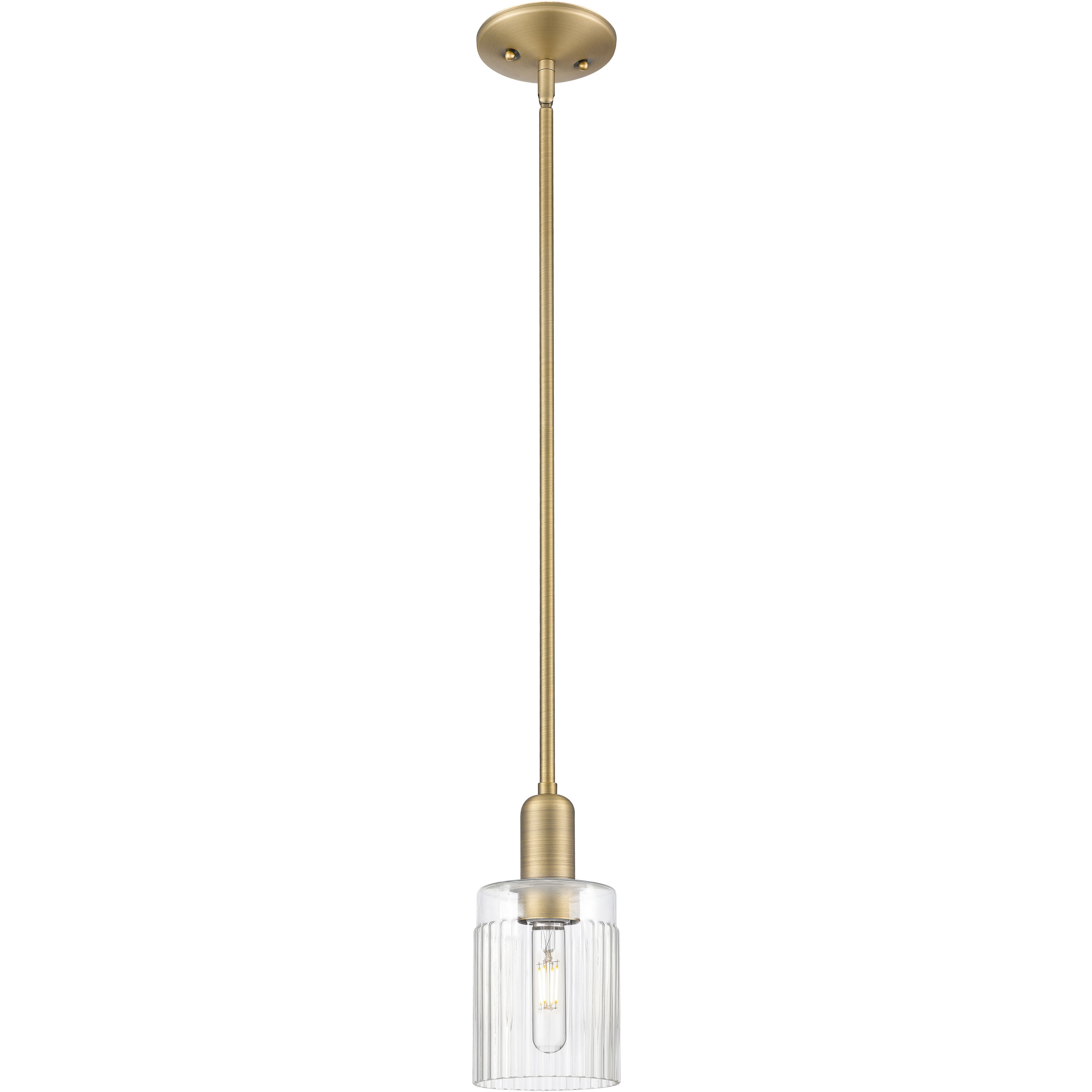 Arcadia Hadley 1 Light 4.88 inch Brushed Brass Mini Pendant Ceiling Light in Clear