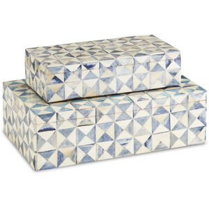 Sky Blue 10 inch Blue/White Boxes, Set of 2