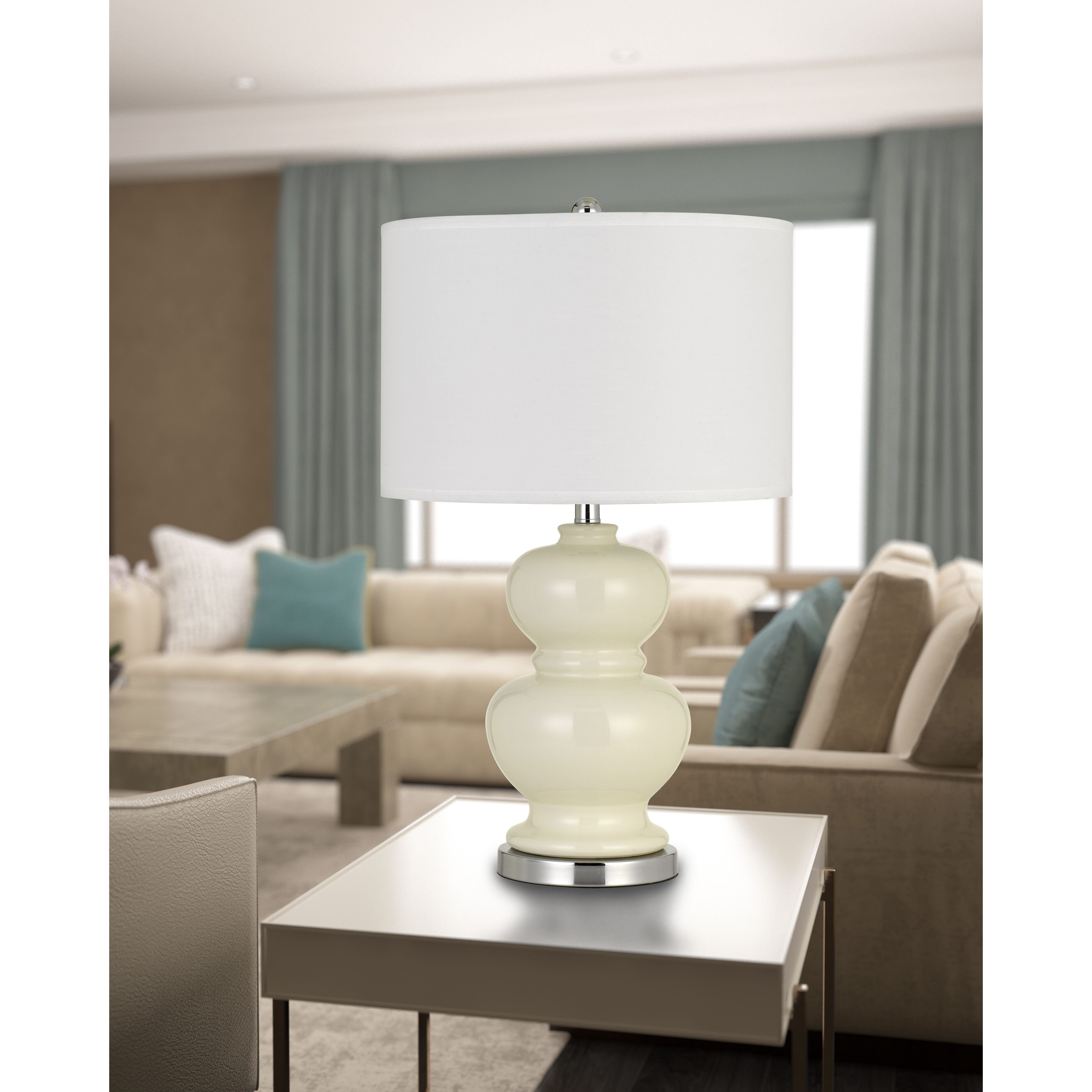 Bergamo 27 inch 150 watt Ivory White Table Lamp Portable Light