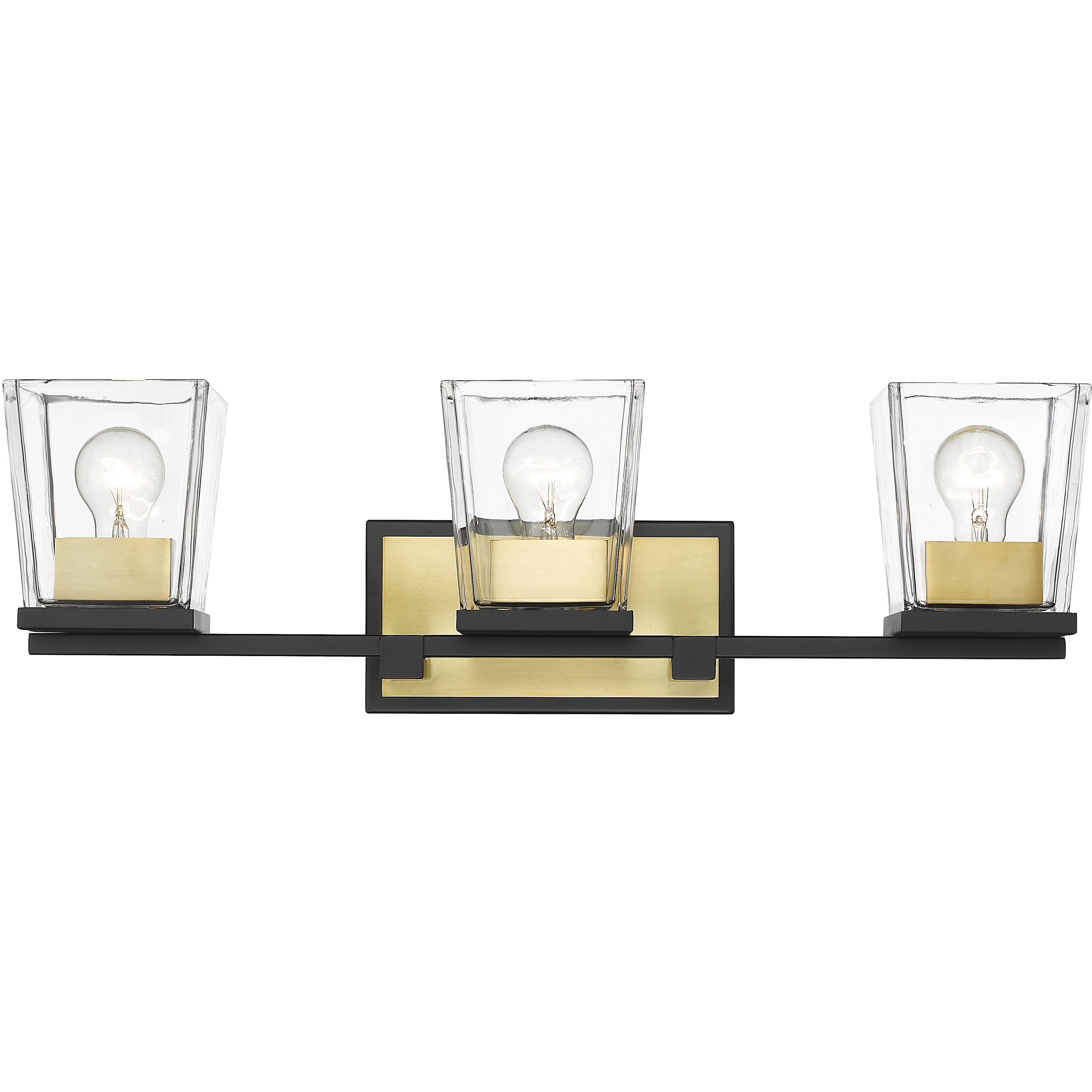 Bleeker Street 3 Light 25 inch Matte Black and Olde Brass Vanity Wall Light
