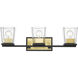 Bleeker Street 3 Light 25 inch Matte Black and Olde Brass Vanity Wall Light