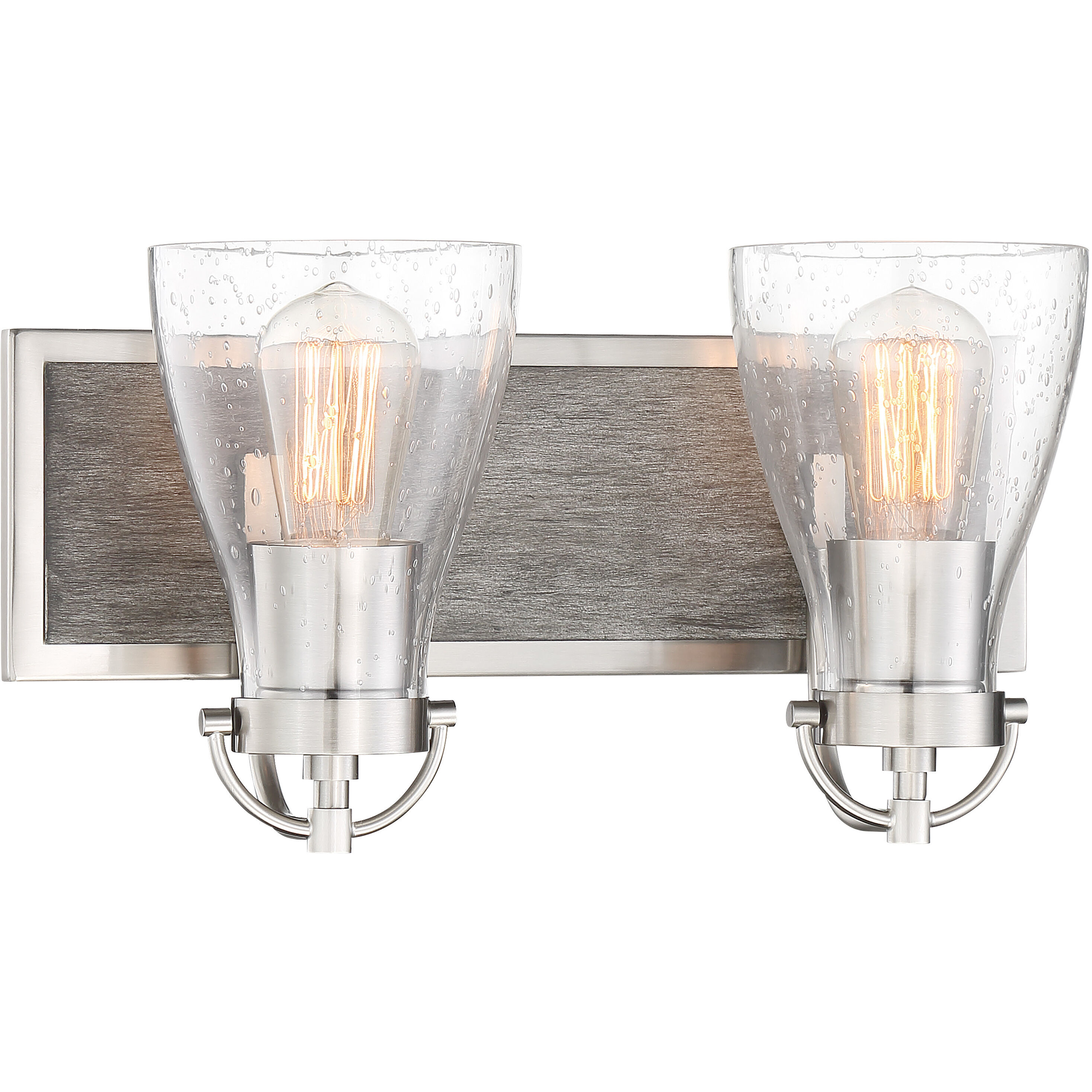 Garrison 2 Light 16 inch Brushed Nickel/Shale Wood Bath Light Wall Light