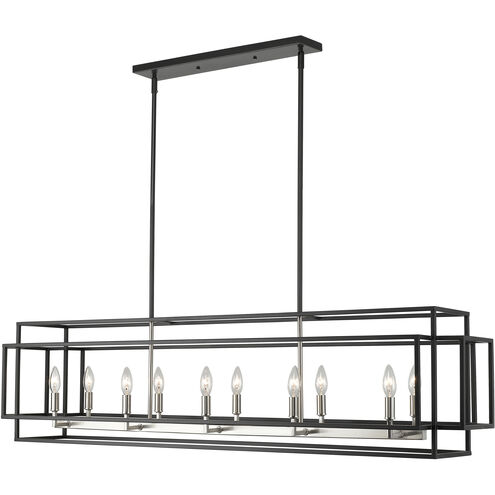 Titania 10 Light 54 inch Black and Brushed Nickel Linear Chandelier Ceiling Light