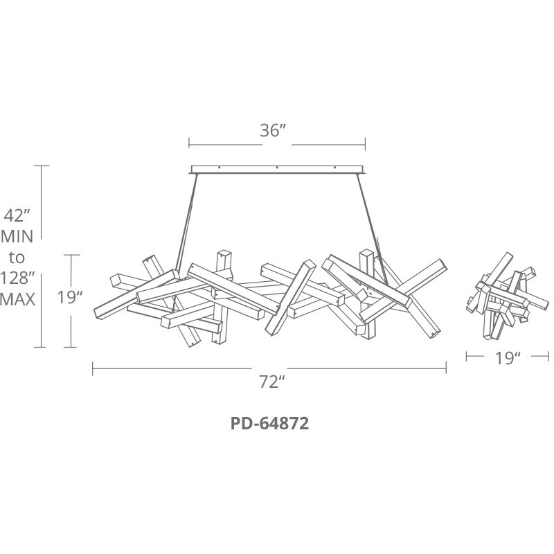 Chaos LED 72 inch Aged Brass Chandelier Ceiling Light in 19, 72in.