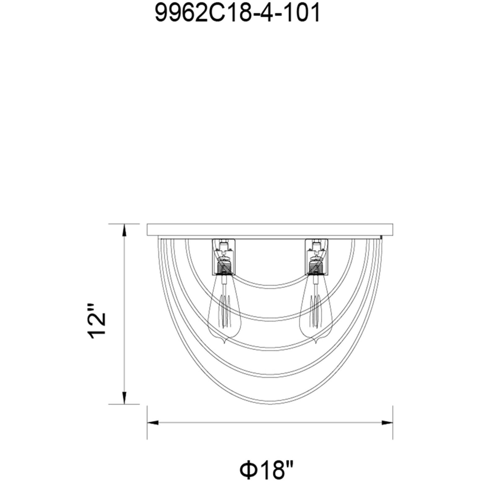 Gala 4 Light 18 inch Black Flush Mount Ceiling Light