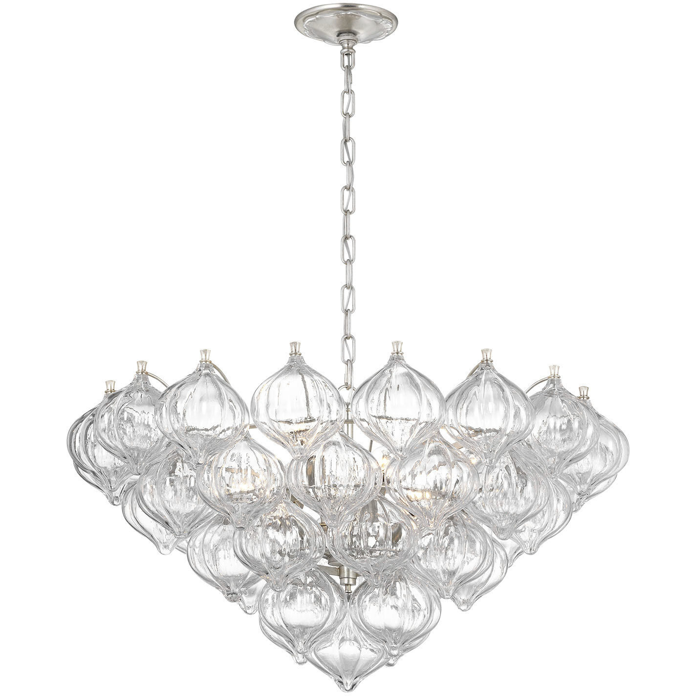 Julie Neill Caselli LED 35.5 inch Burnished Silver Leaf Basket Chandelier Ceiling Light