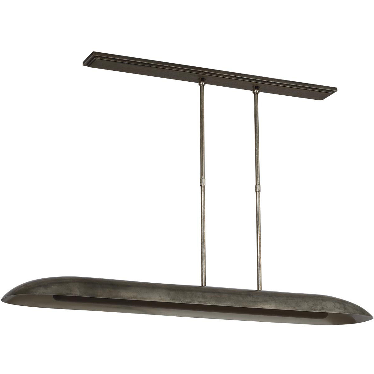 Anne-Marie Barton Remi Linear Pendant Ceiling Light in Mottled Pewter and Warm Walnut