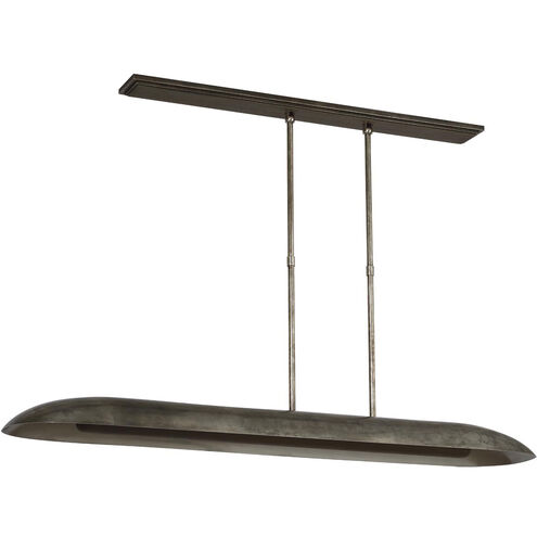 Anne-Marie Barton Remi Linear Pendant Ceiling Light in Mottled Pewter and Warm Walnut