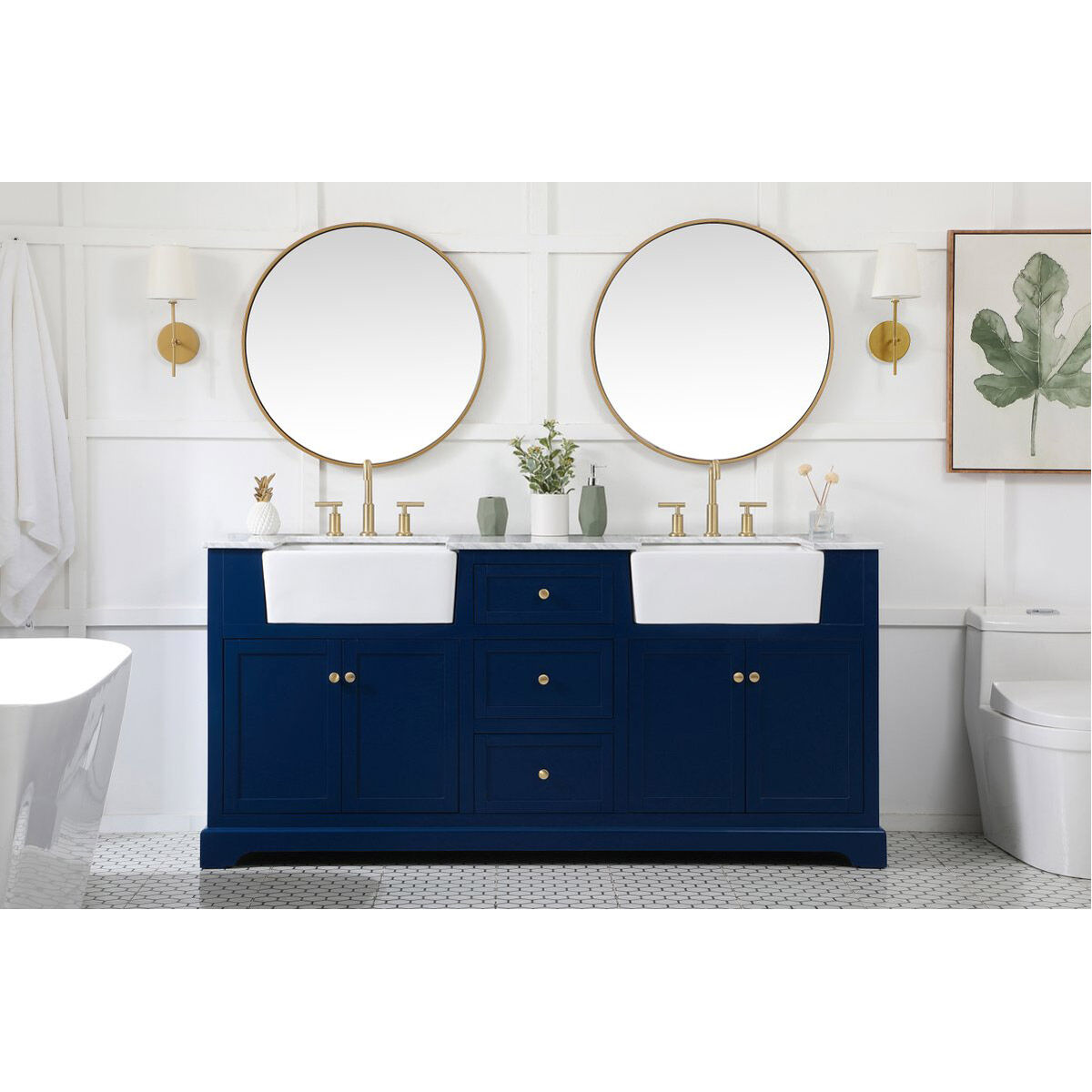 Franklin 72 X 22 X 35 inch Blue Bathroom Vanity Cabinet