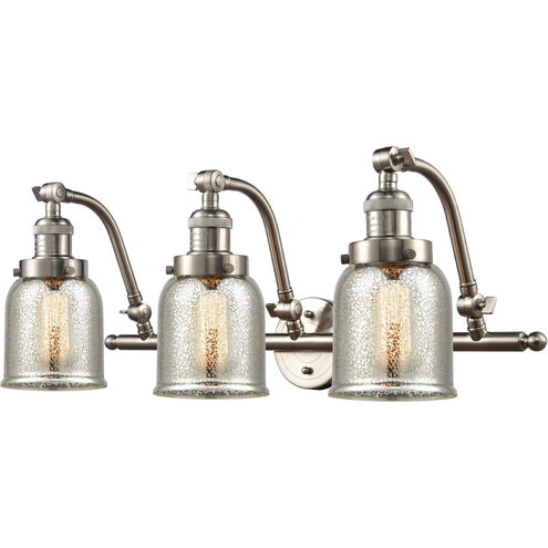 Franklin Restoration Small Bell LED 28 inch Brushed Satin Nickel Bath Vanity Light Wall Light in Silver Plated Mercury Glass, Franklin Restoration