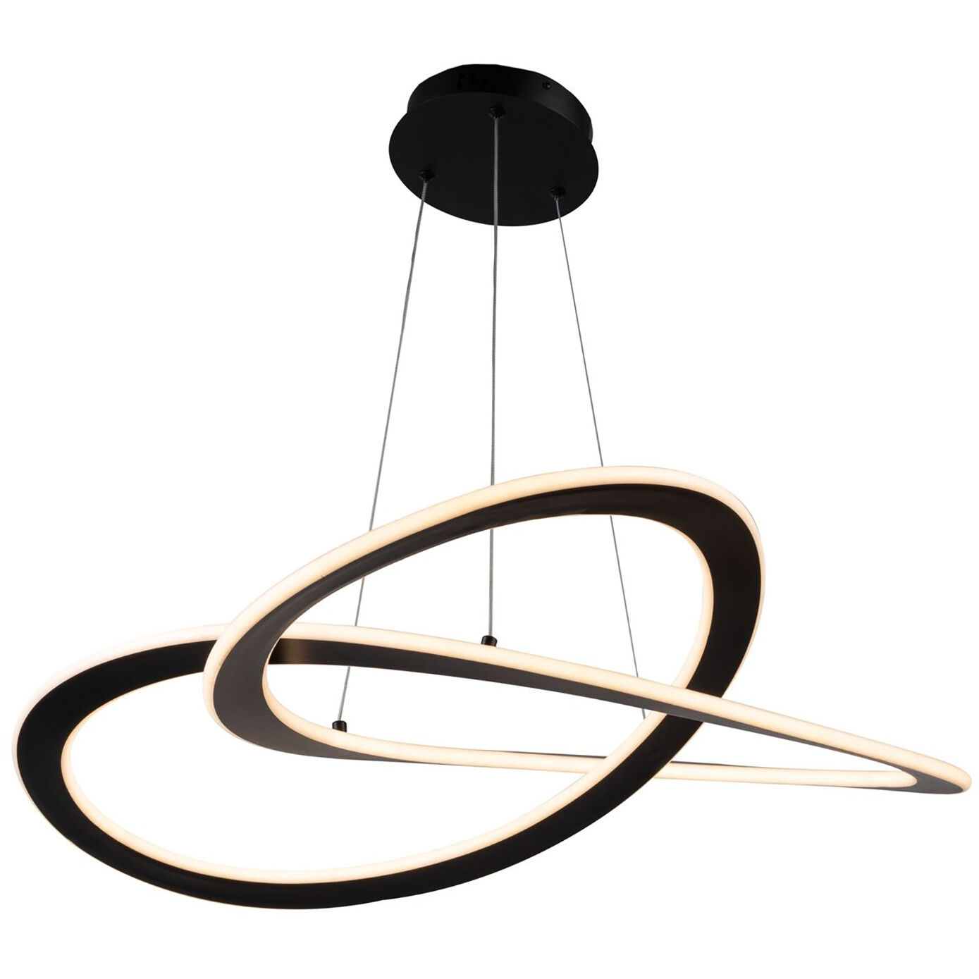 Wave LED 32 inch Black Chandelier Ceiling Light