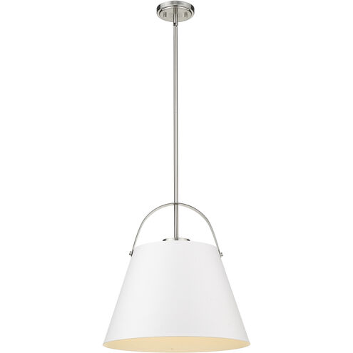 Z-Studio 1 Light 18 inch Matte White and Brushed Nickel Pendant Ceiling Light