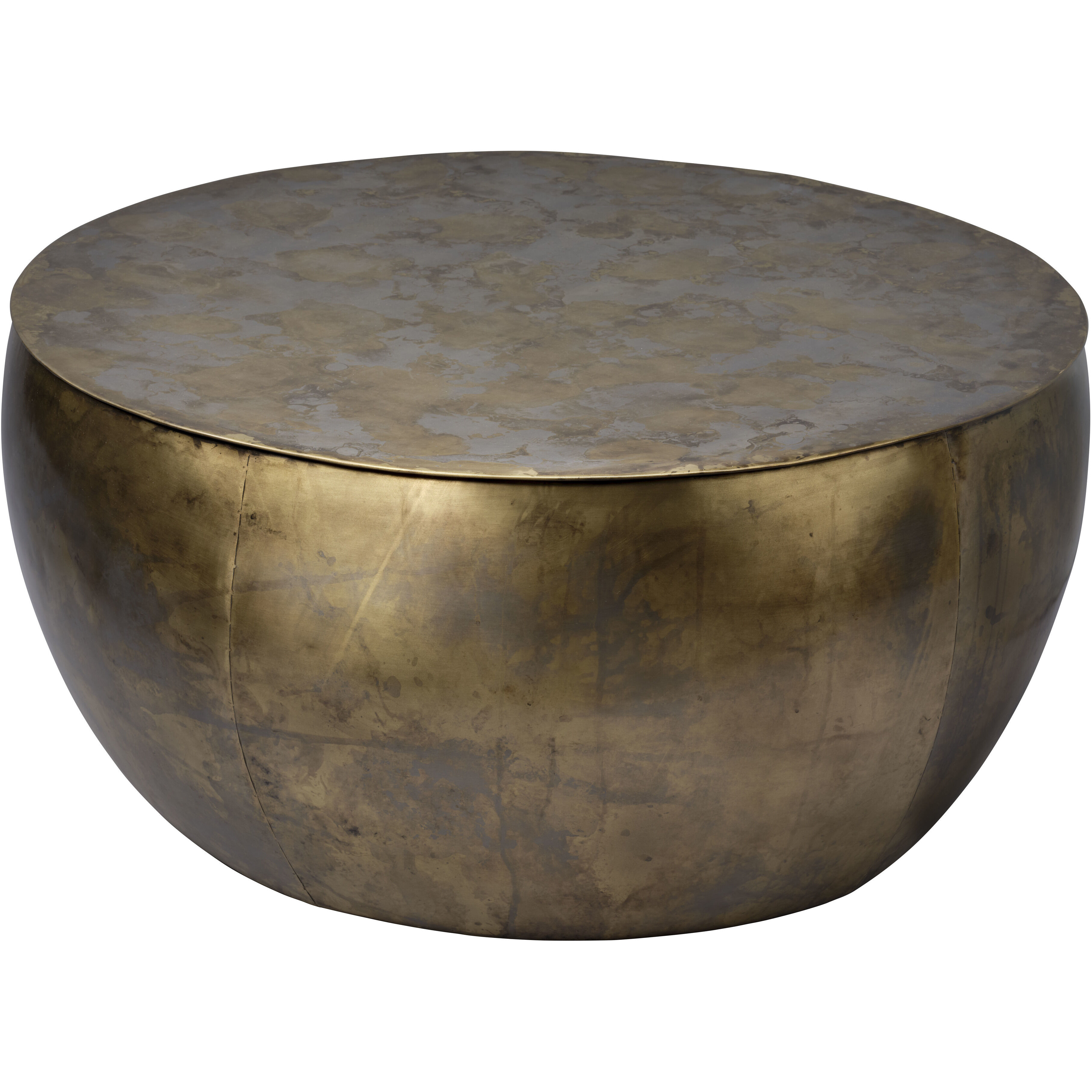 Aphrodite 36 X 17 inch Antique Brass and Silver Patina Coffee Table, Inline