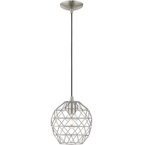 Geometric 1 Light 8 inch Brushed Nickel Mini Pendant Ceiling Light