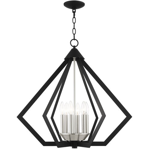Prism 6 Light 26 inch Black with Brushed Nickel Cluster Chandelier Ceiling Light