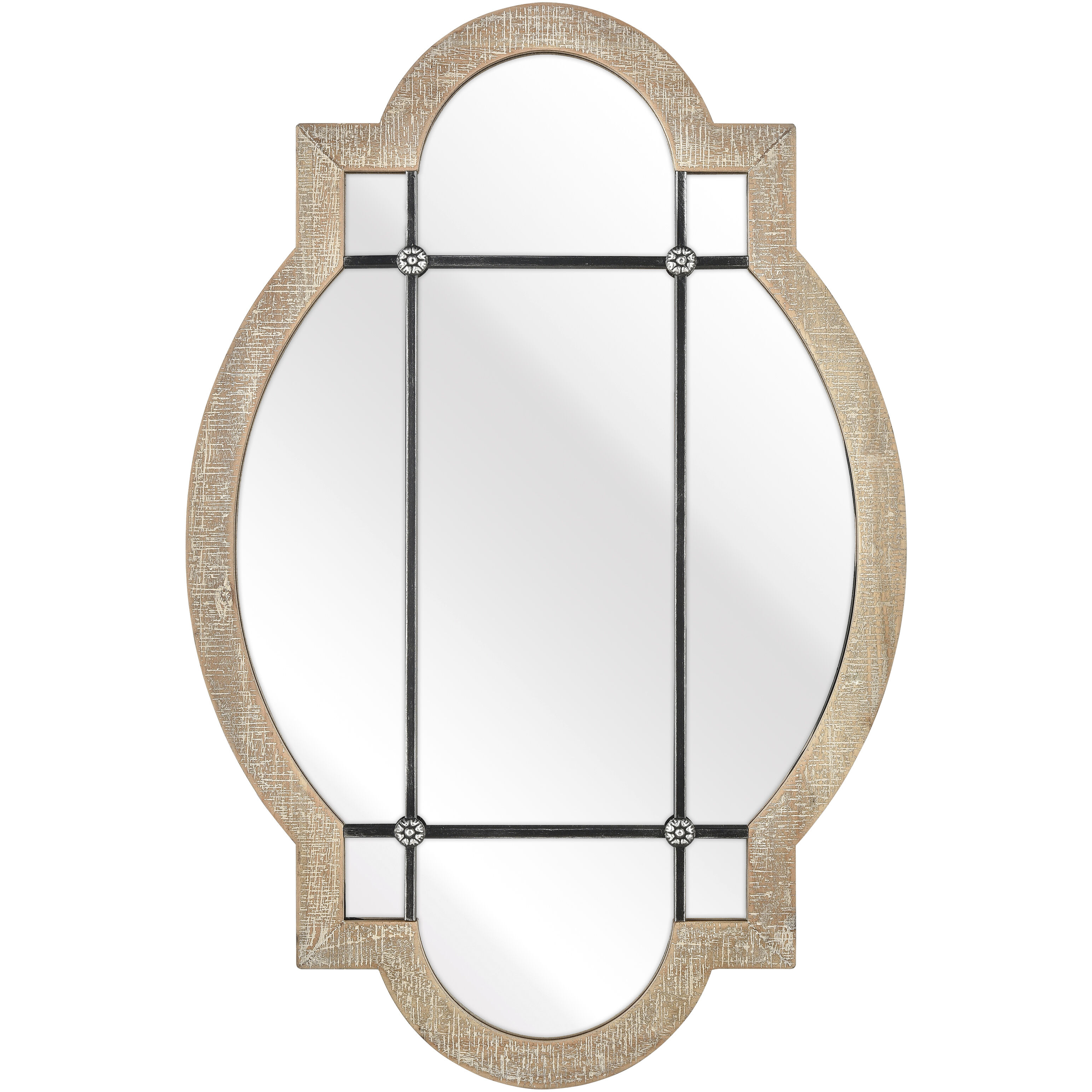 Odette 31.5 X 21 inch Wood Tone with Black and Mirror Wall Mirror