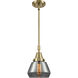 Franklin Restoration Fulton 1 Light 7 inch Antique Brass Mini Pendant Ceiling Light in Plated Smoke Glass