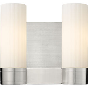 Empire 2 Light 10.5 inch Satin Nickel Sconce Wall Light in Matte White Glass