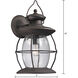 Village Lantern 1 Light 18 inch Weathered Bronze Outdoor Wall Sconce
