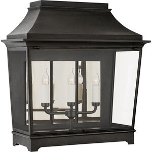Rudolph Colby Rosedale Classic 3 Light 25.75 inch French Rust Outdoor Wall Lantern, Wide