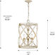Alcott 3 Light 13 inch Antique Ivory Pendant Ceiling Light, Caged