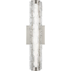 Sean Lavin Cutler LED 18 inch Satin Nickel Sconce Wall Light in Clear Staggered Rock