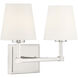 Contemporary 2 Light 15 inch Polished Nickel Bathroom Vanity Light Wall Light