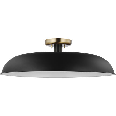 Colony 1 Light 24 inch Matte Black/Burnished Brass Semi Flush Ceiling Light