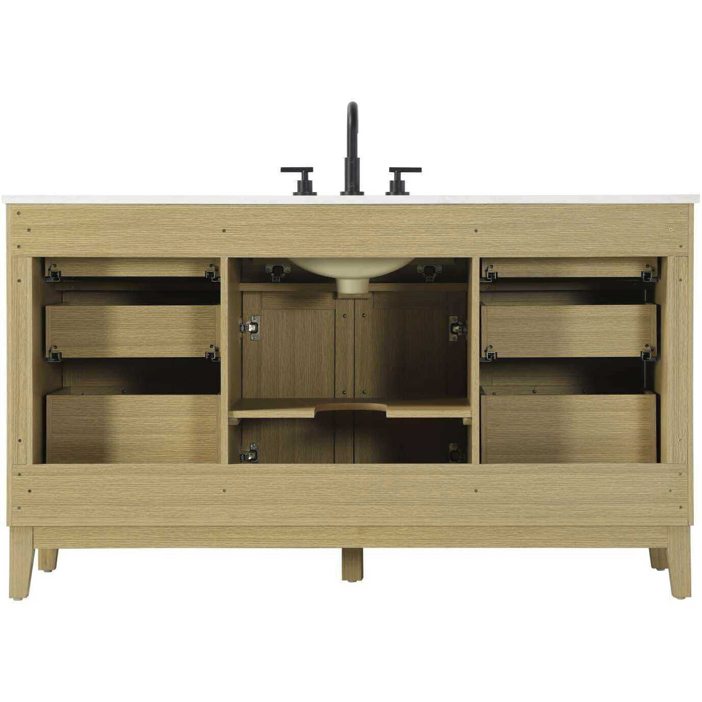 Virginia 60 X 35 inch Honey Brown Bathroom Vanity Cabinet