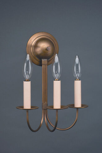 Hunter 3 Light 10 inch Dark Brass Wall Sconce Wall Light