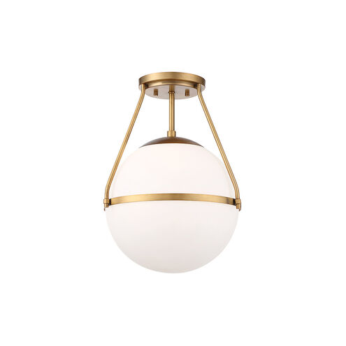 Mid-Century Modern 1 Light 13.25 inch Natural Brass Semi-Flush Ceiling Light