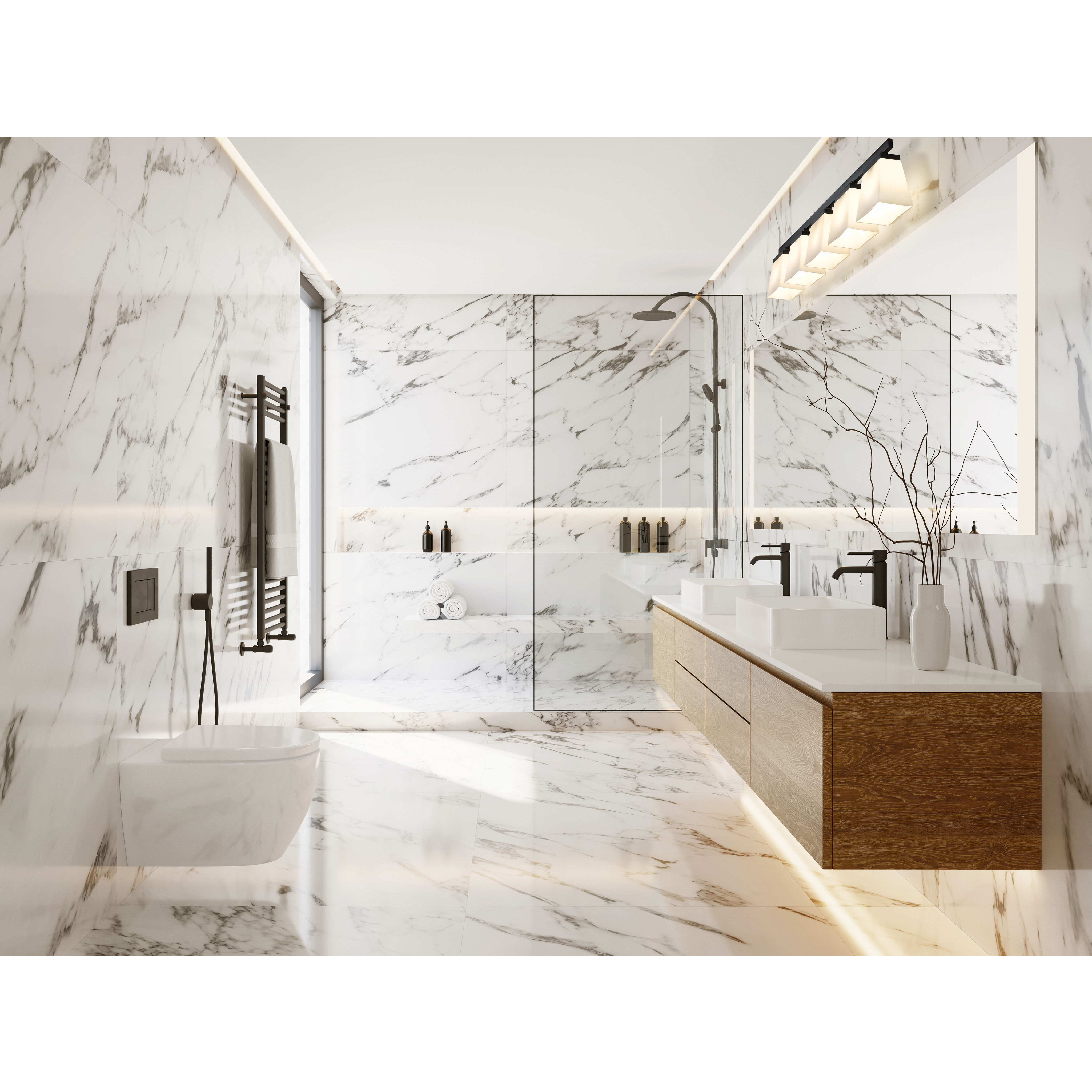 Astor 5 Light 36 inch Matte Black Vanity Wall Light