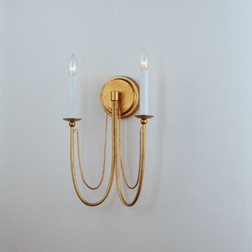 Plumette 2 Light 12 inch Gold Leaf Wall Sconce Wall Light